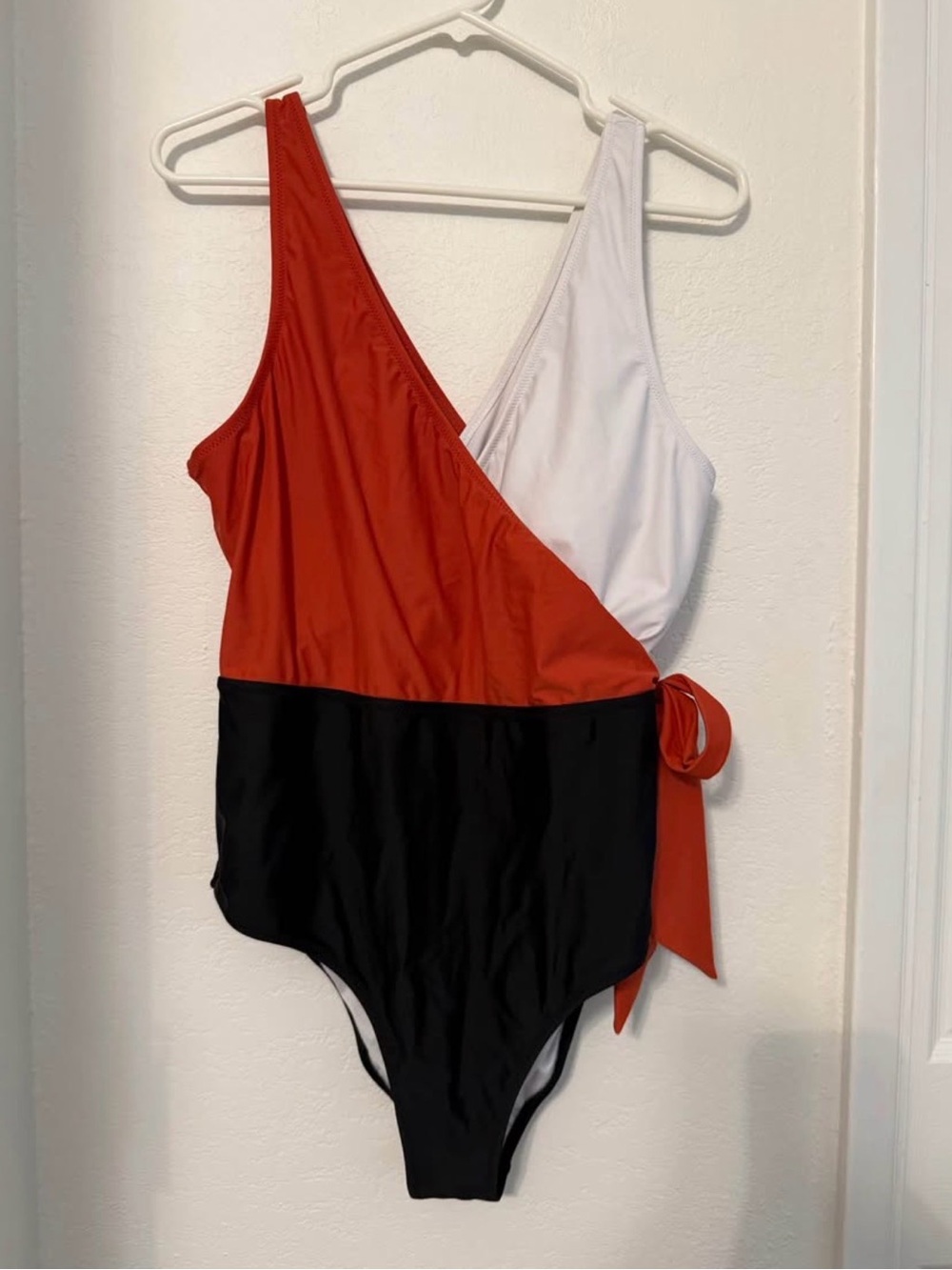Cupshe Orange, White & Black Colorblock One-Piece Swimsuit